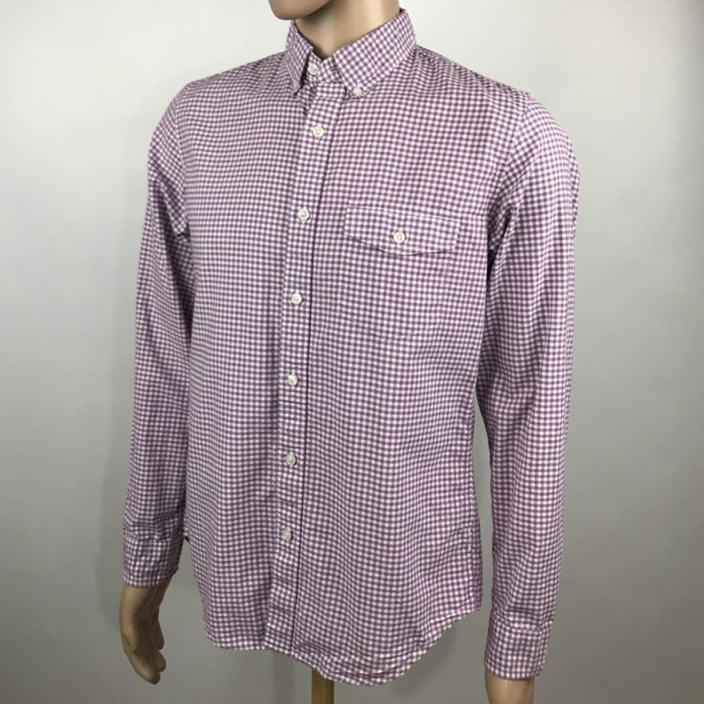 J. Crew Purple Gingham Plaid Slim Button Down Long Sleeve Shirt Size Med